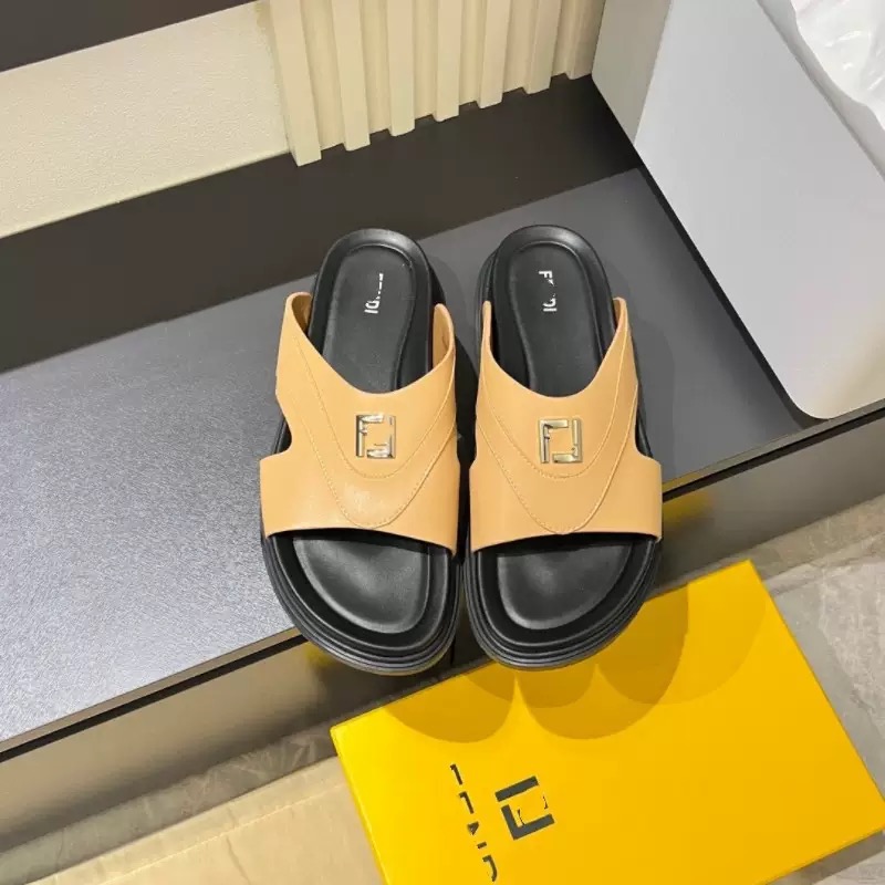FENDI-Style Logo Slide Sandals