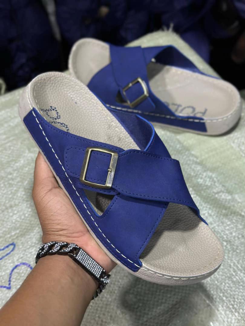 POLEX Men's Cross-Strap Buckle Sandals