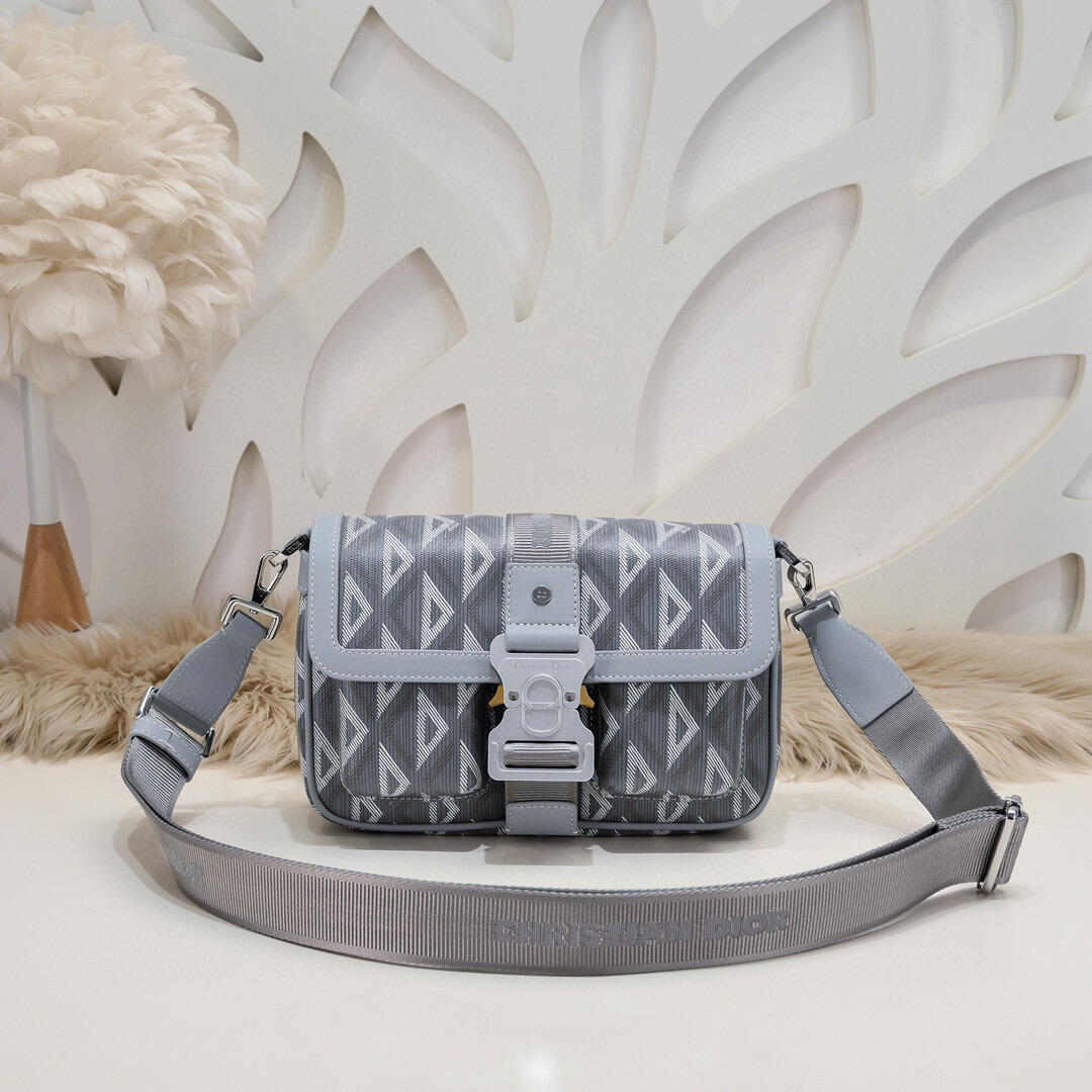 Christian Dior Gray Geometric-Flap Crossbody Bag