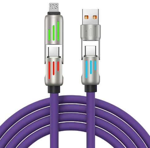 NF25 Seven-Color Breathing Light Zinc Alloy USB-A to Lightning Cable