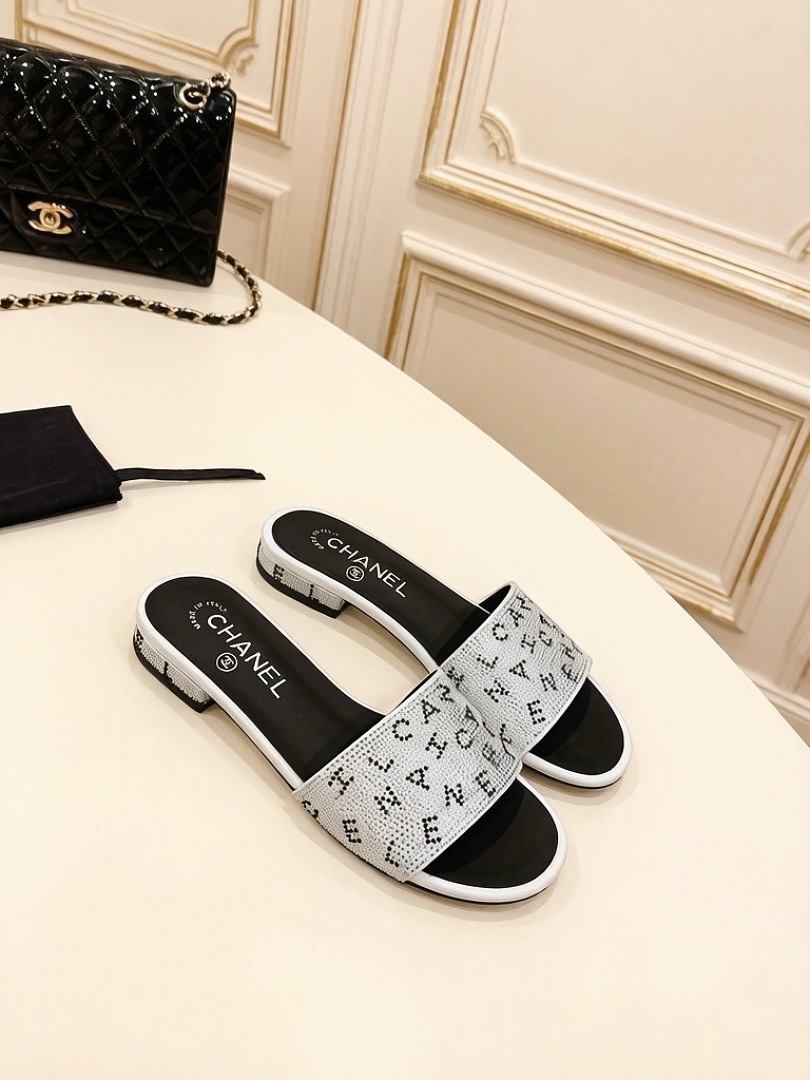 Chanel Logo Strap Slide Sandals