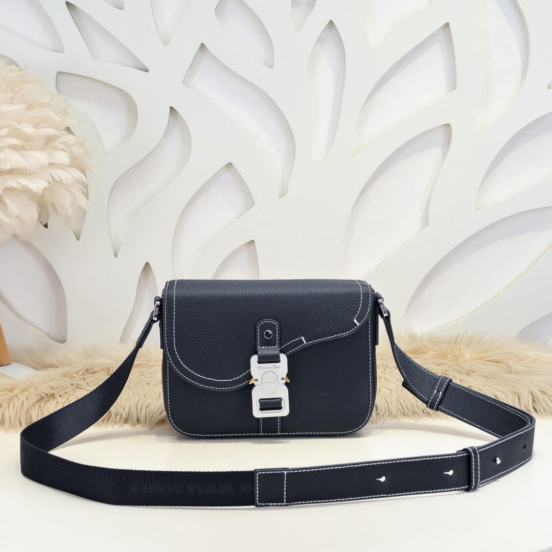 Christian Dior Black Saddle-Flap Crossbody Bag