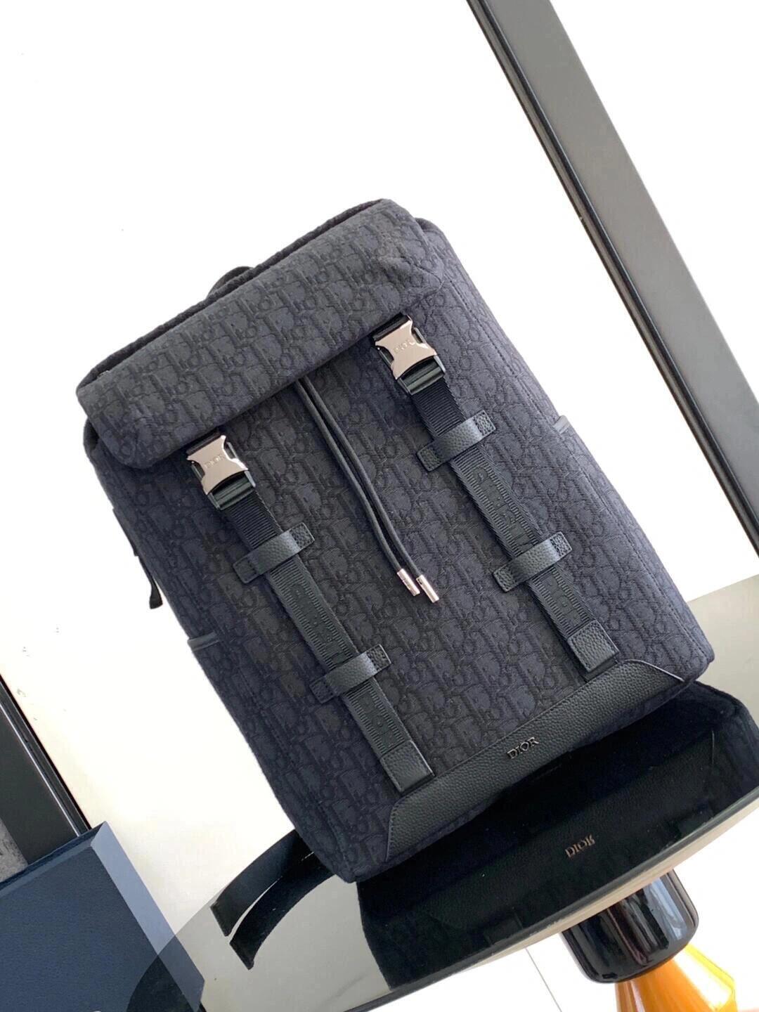 Dior Black Monogram Buckle Backpack