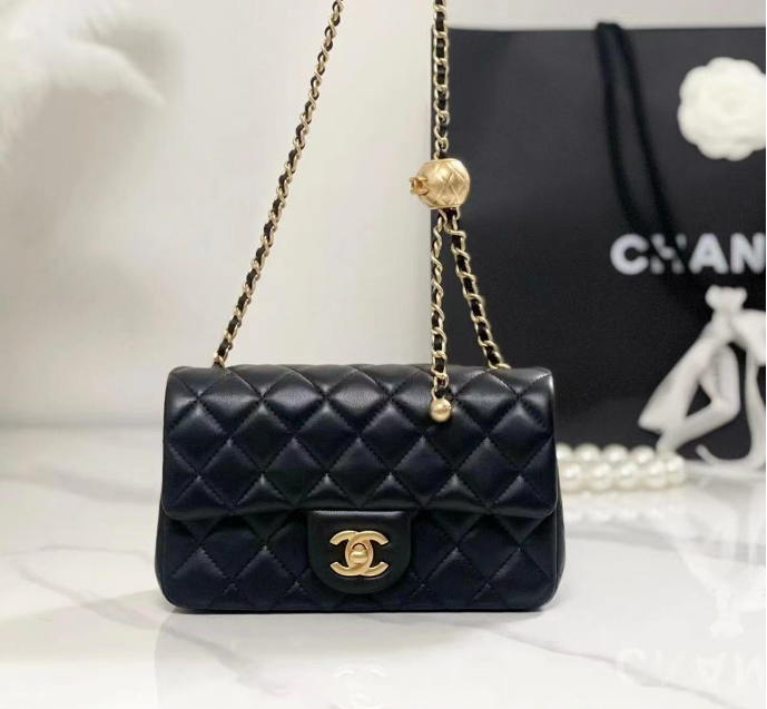 Black Quilted Flap Shoulder Bag