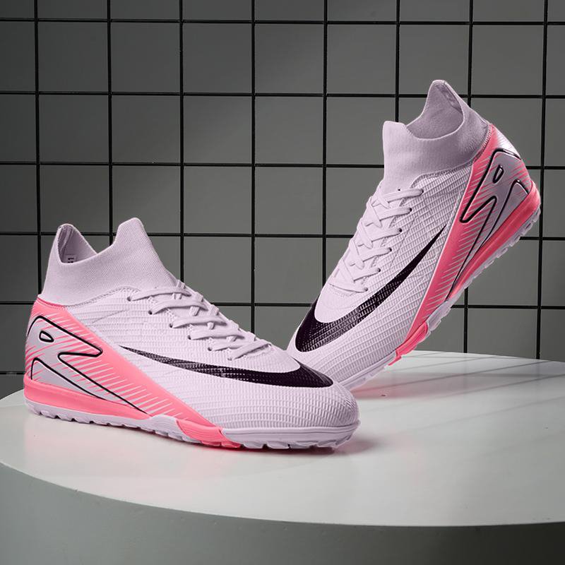 Pink High-Collar Turf Soccer Shoes