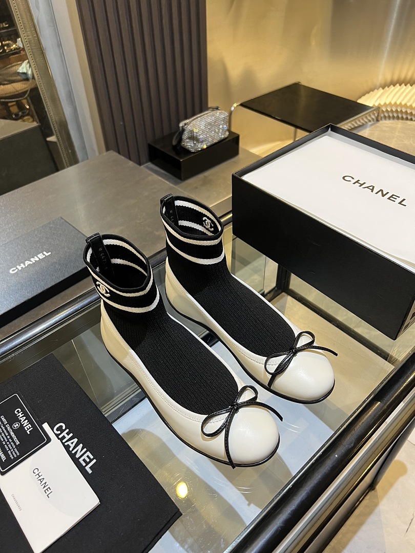 Chanel Knit Sock Ballet Boots