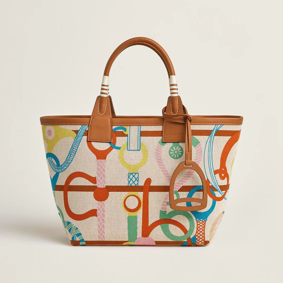 Multicolor Equestrian Print Tote Bag