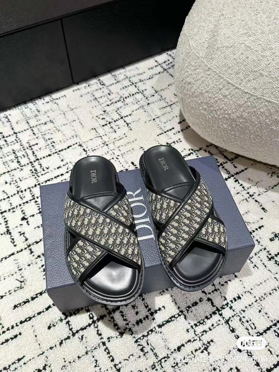 DIOR Oblique Crossover Platform Slide Sandals