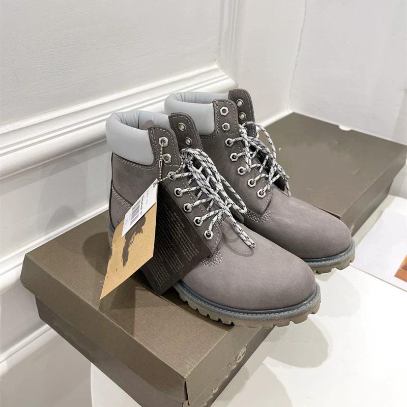 Gray Lace-Up Work Boots