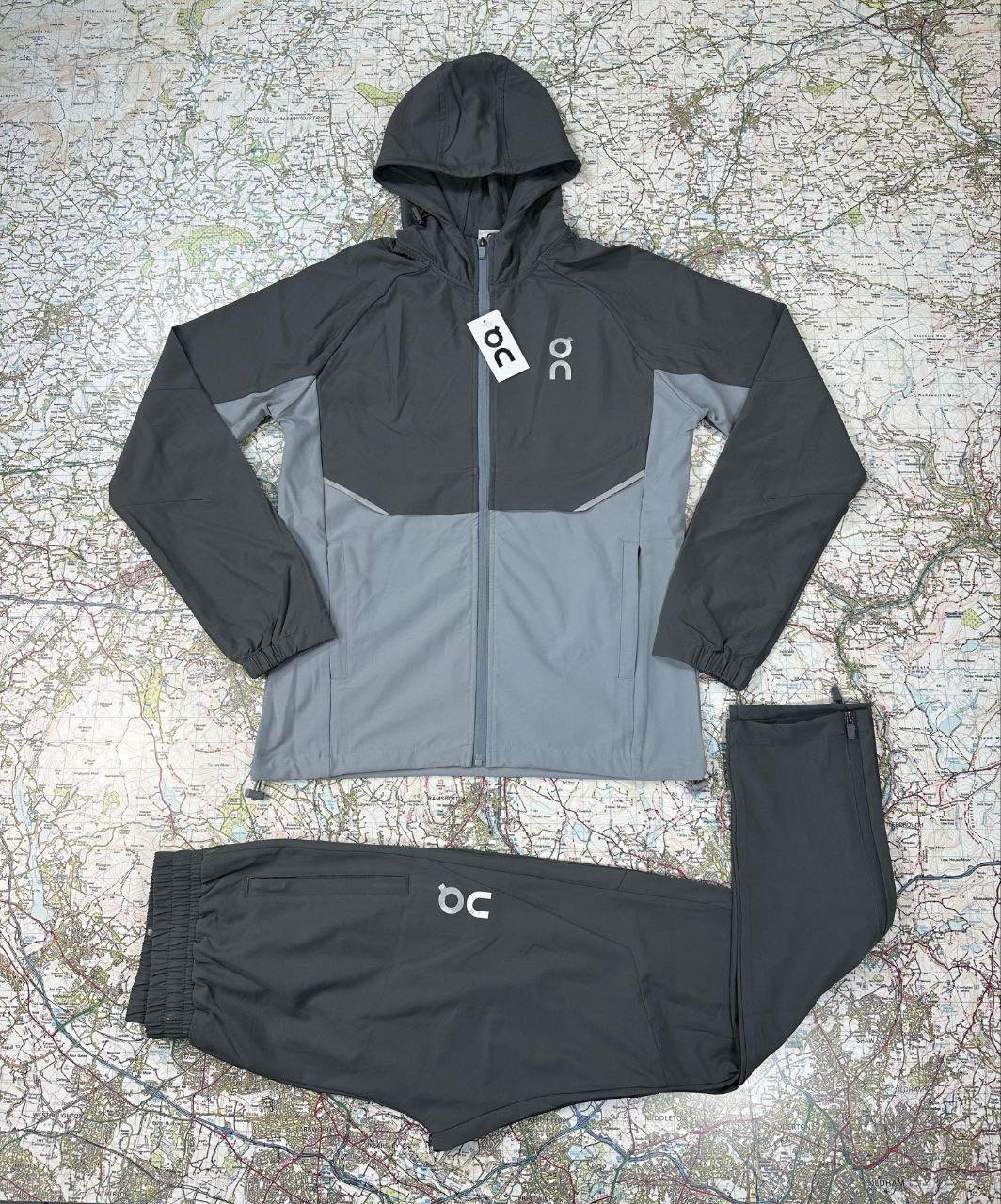 On Hooded Black and Gray Tracksuit