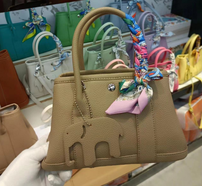 Taupe Textured Top-Handle Handbag