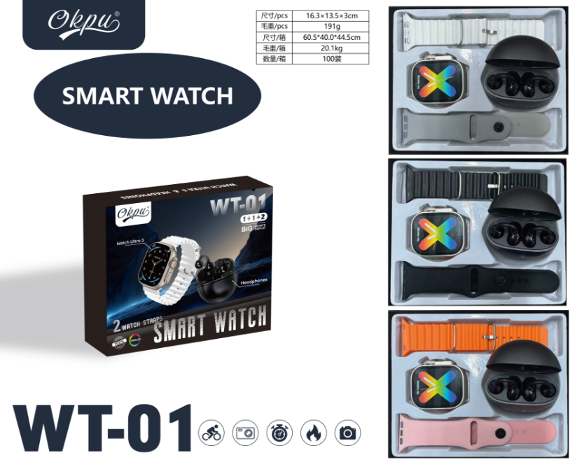 Okpu WT-01 Sport Smart Watch and Bluetooth Earbuds Set