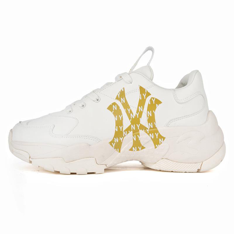 White Chunky Sneaker with Gold NY Graphic