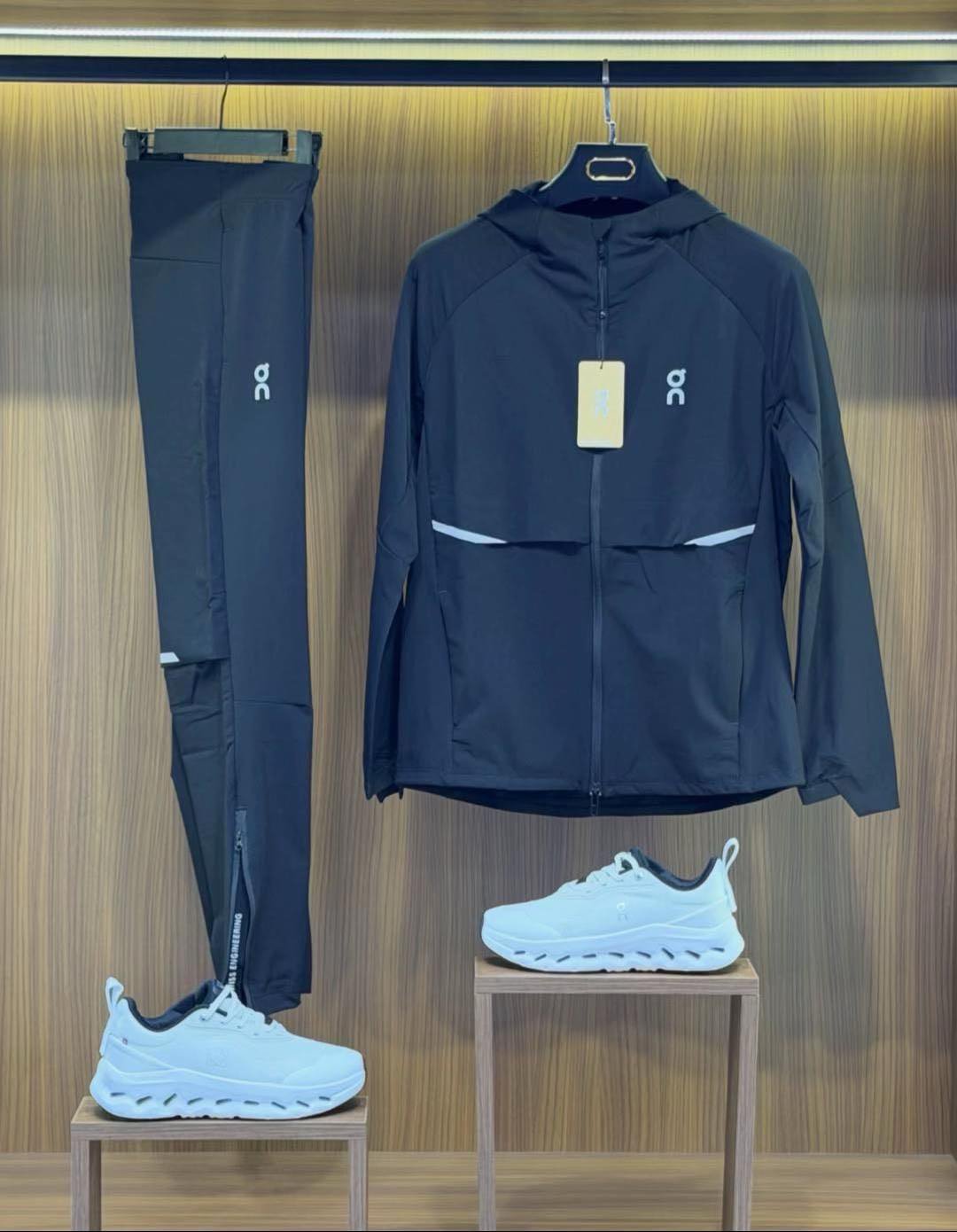 On Black Hooded Tracksuit