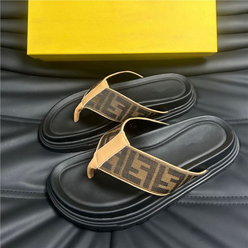 Tan-Trim Monogram Platform Thong Sandals