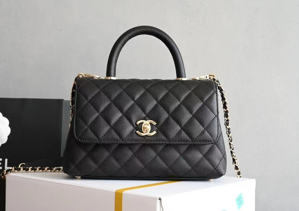 Quilted Top-Handle Crossbody Bag - Black
