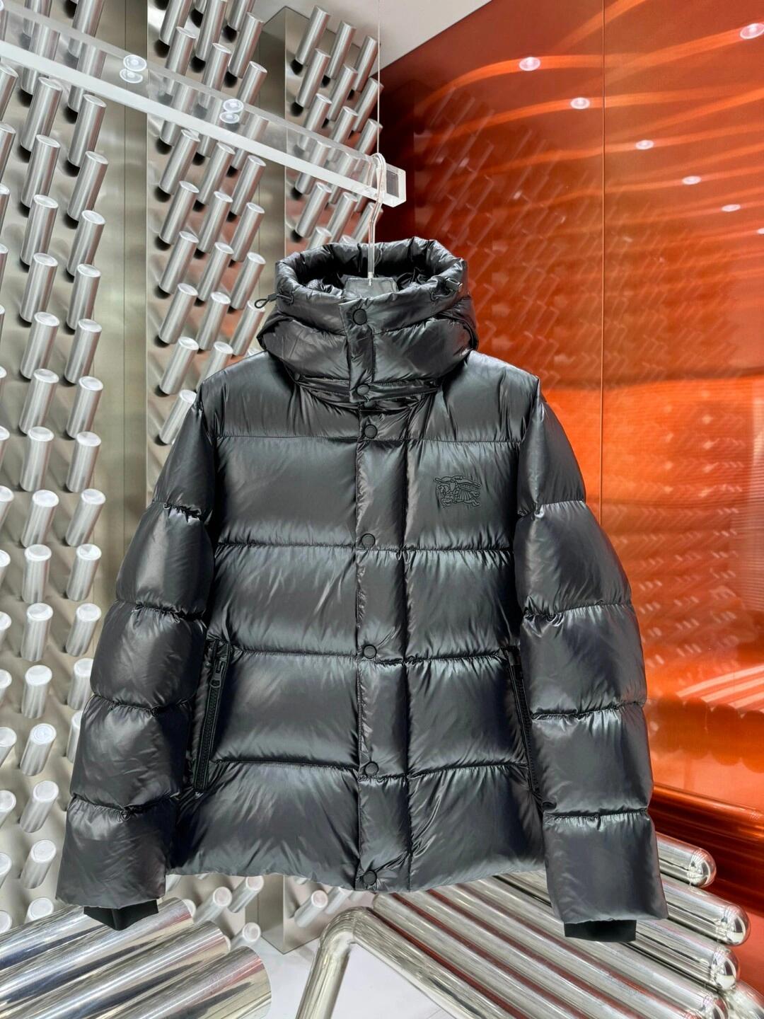 Black Glossy Hooded Puffer Jacket
