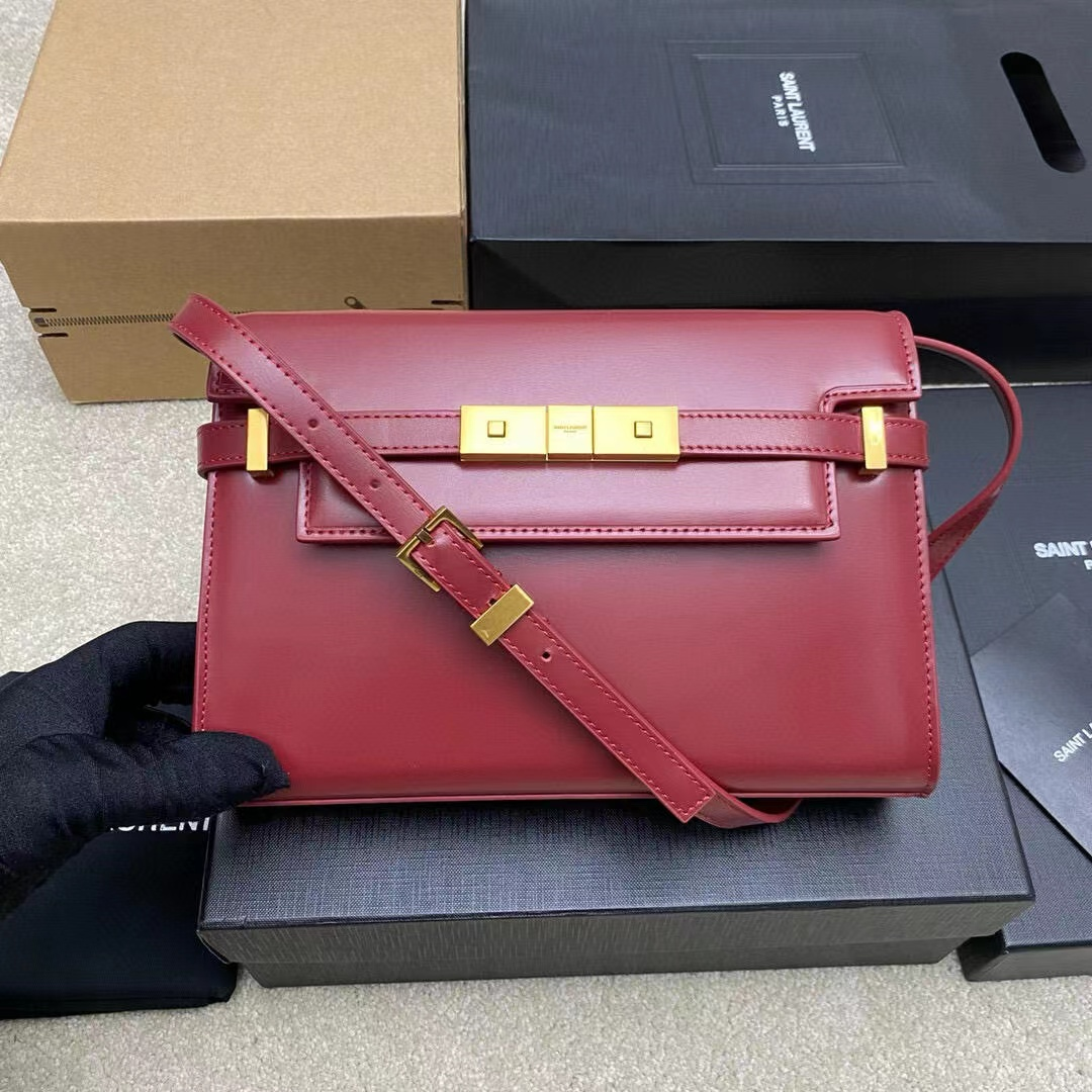 Saint Laurent Burgundy Flap Crossbody Bag
