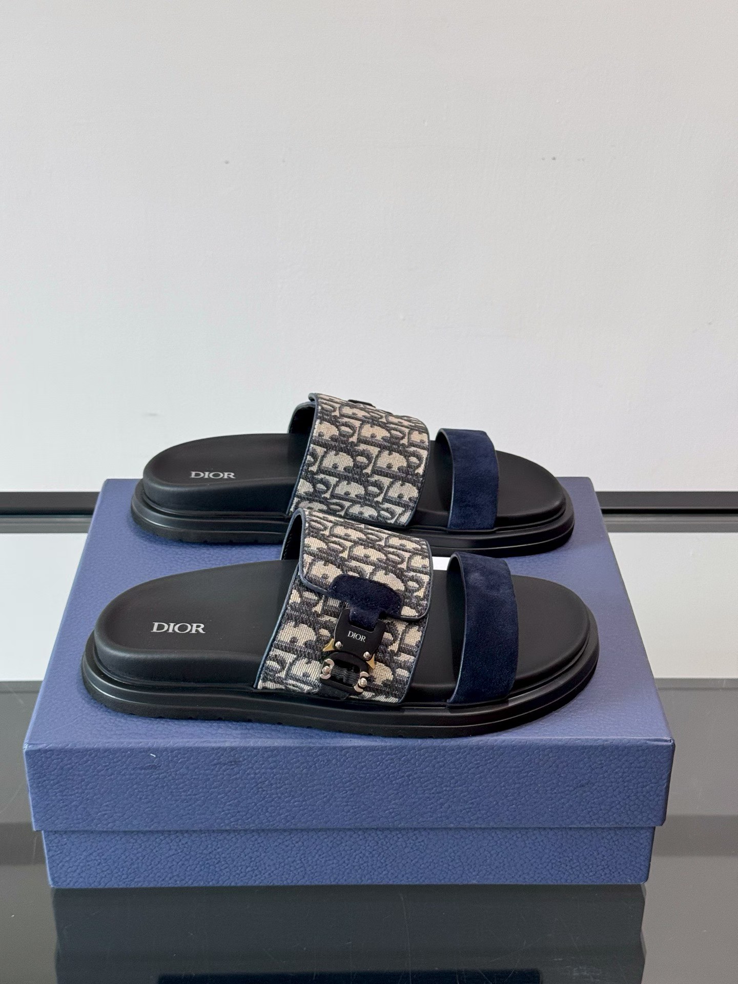 DIOR Oblique Double-Strap Slide Sandals