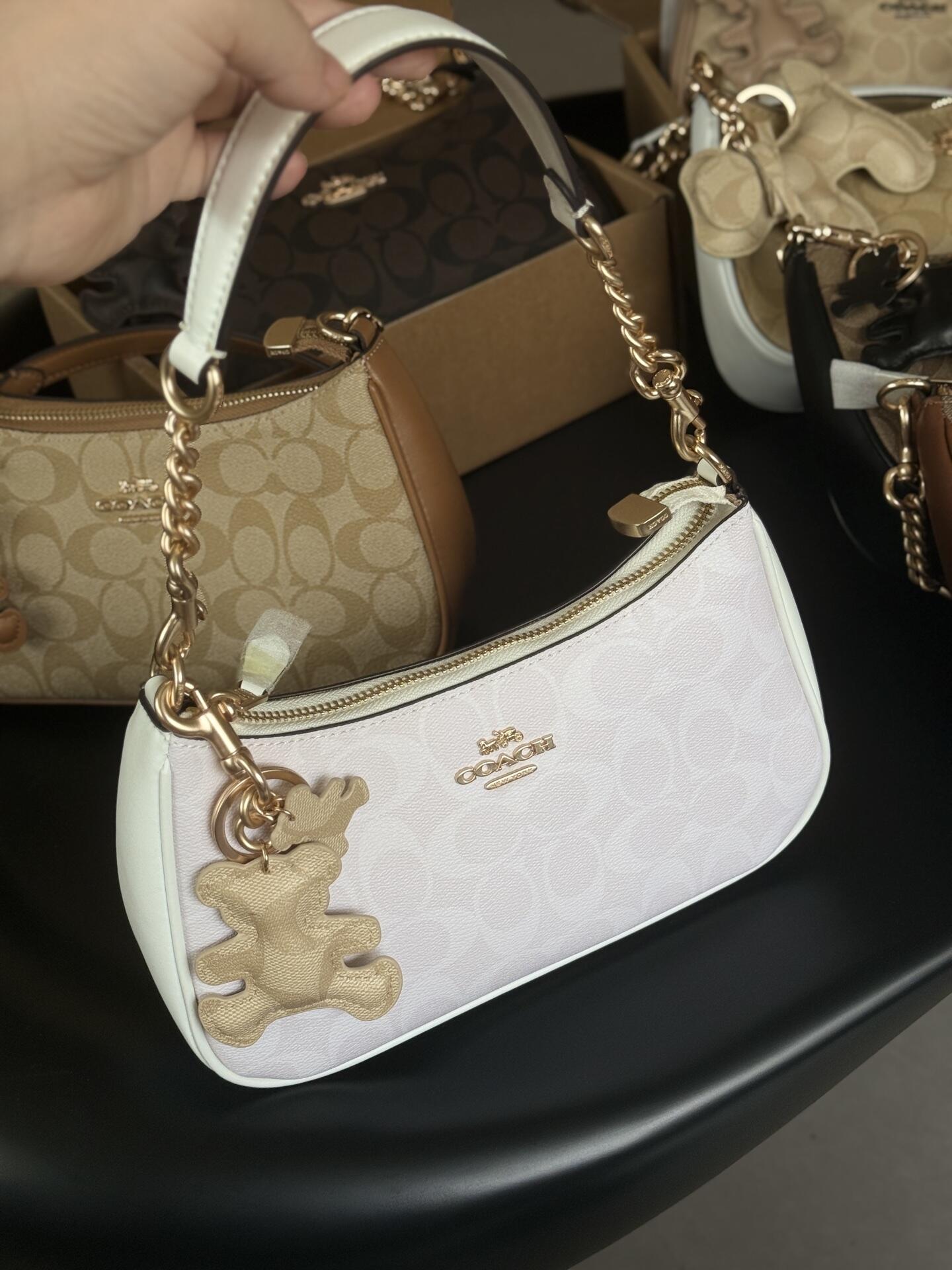 COACH Signature Bear Charm Shoulder Bag
