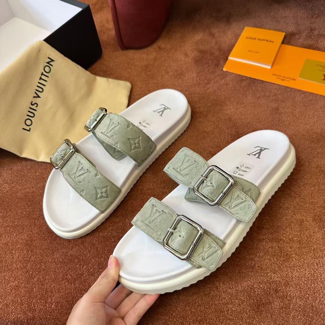 Louis Vuitton Monogram Double-Buckle Slide Sandals