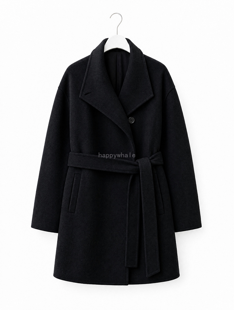 Black Belted Wrap Coat