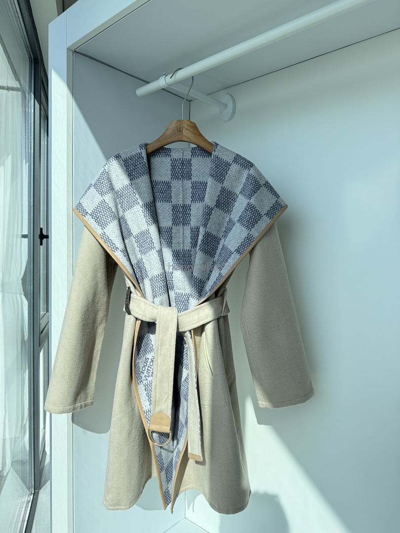 Checkered Shawl Collar Belted Coat