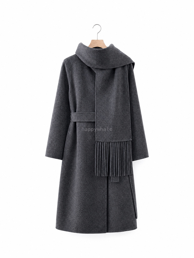 Women's Scarf Collar Belted Coat