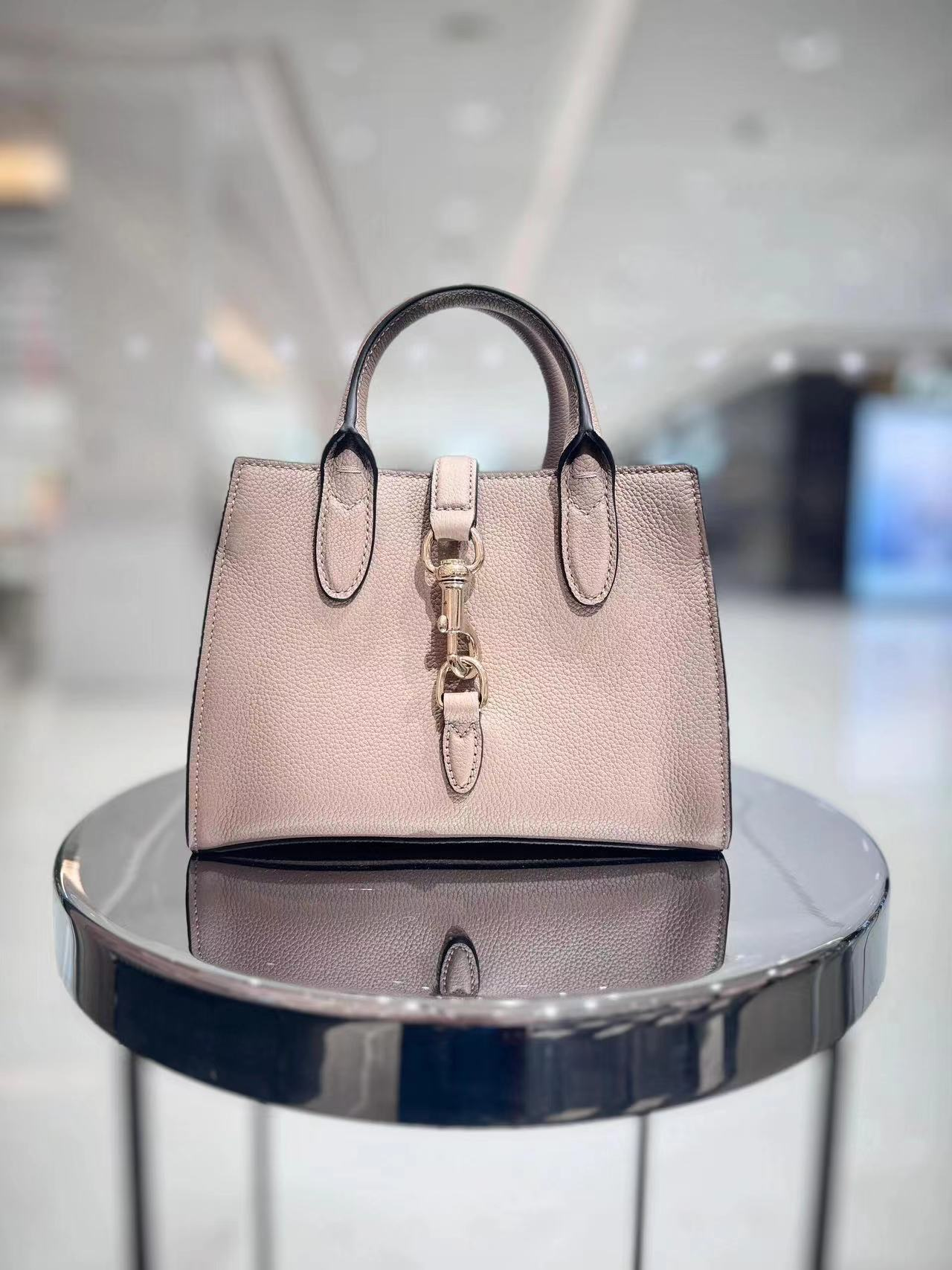 Beige Textured Top-Handle Handbag