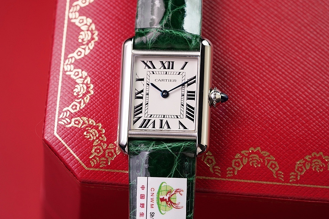 Cartier Rectangular Leather Strap Watch
