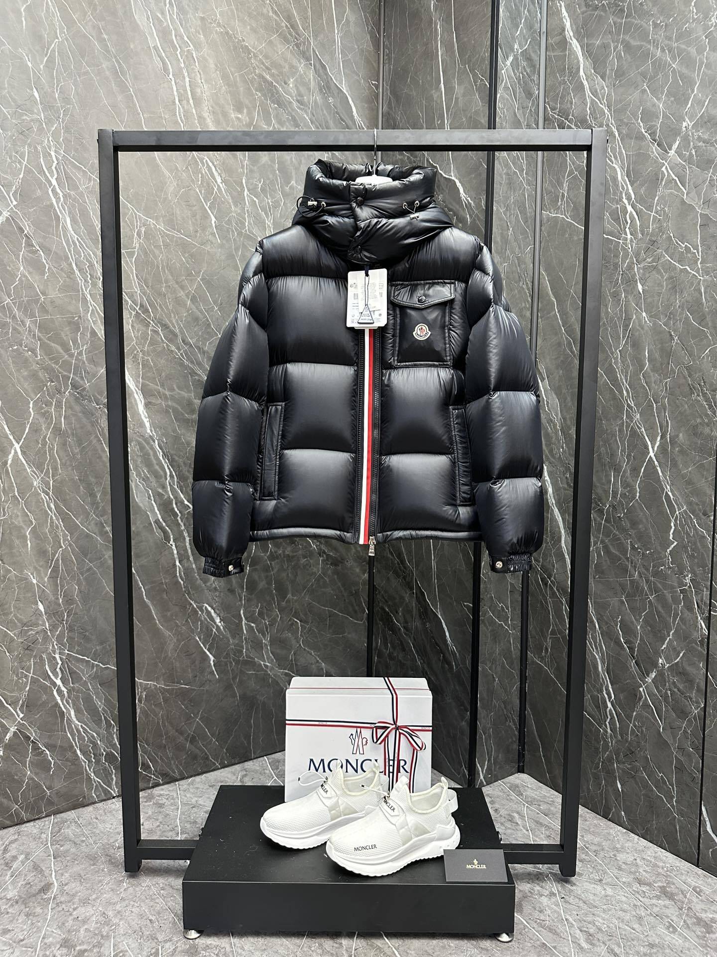 MONCLER Hooded Puffer Jacket with Chest Pocket