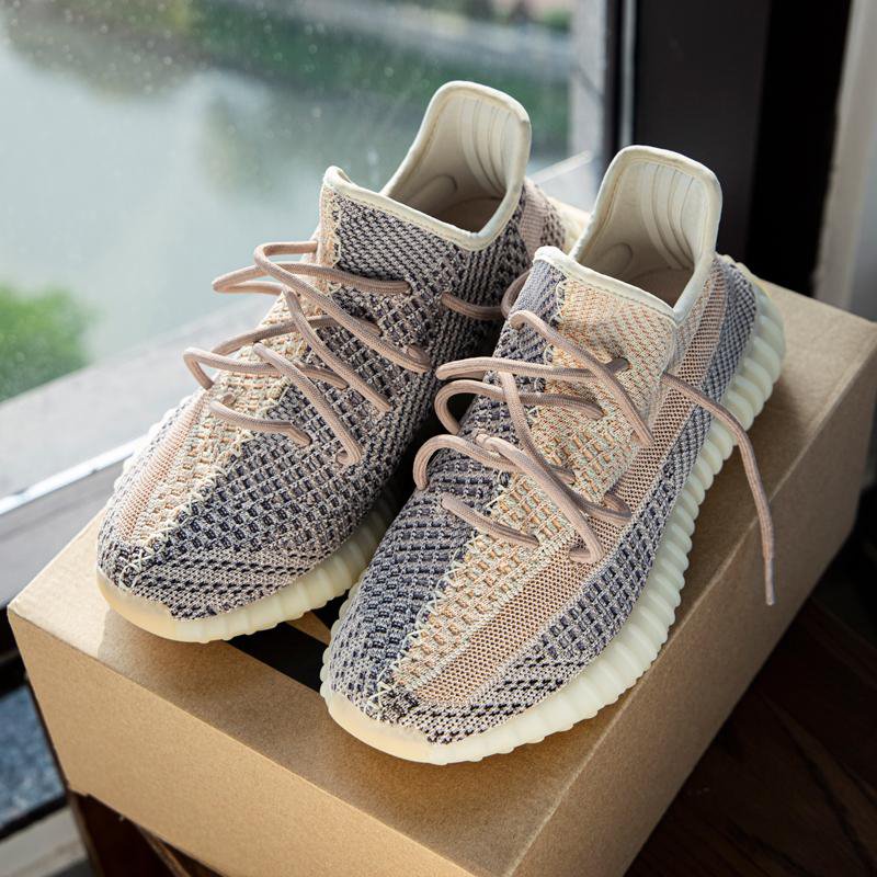 Gray and Peach Patterned Knit Sneakers