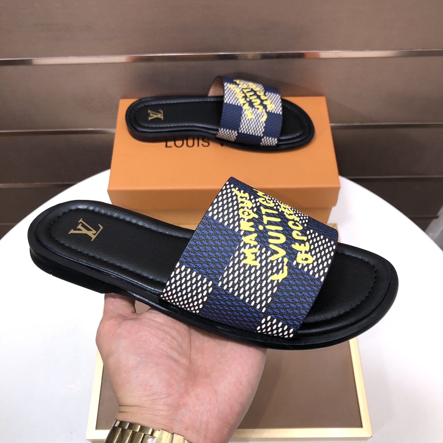 LV Damier Graphic Slide Sandals