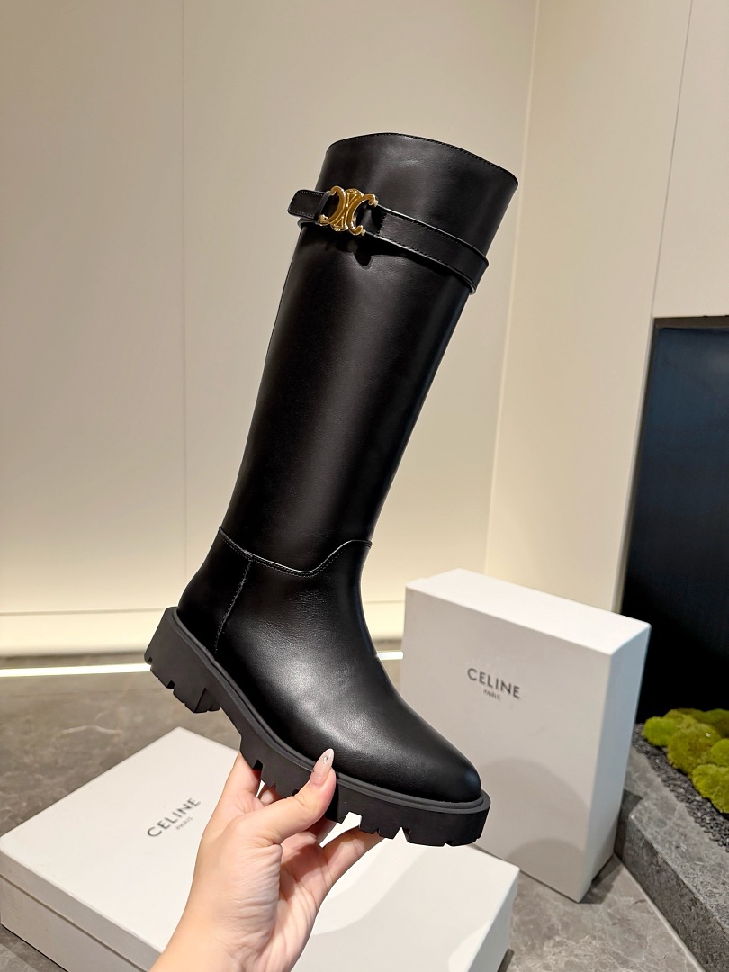 Celine Black Knee-High Boots