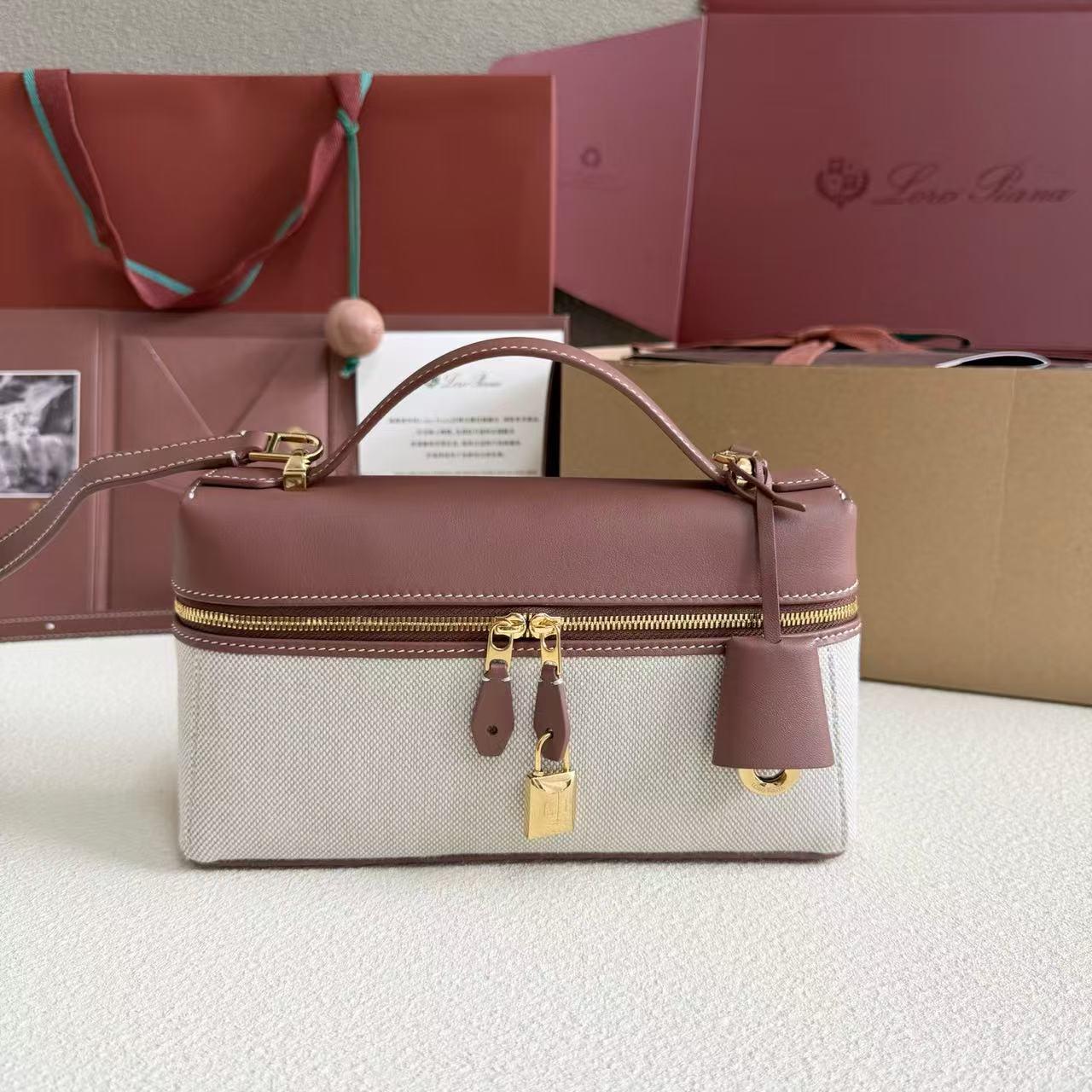 Two-Tone Canvas Vanity Crossbody Bag