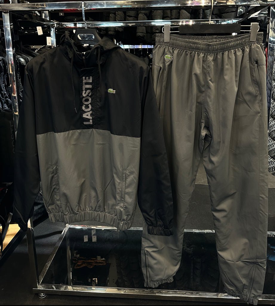 Lacoste Black and Gray Hooded Tracksuit