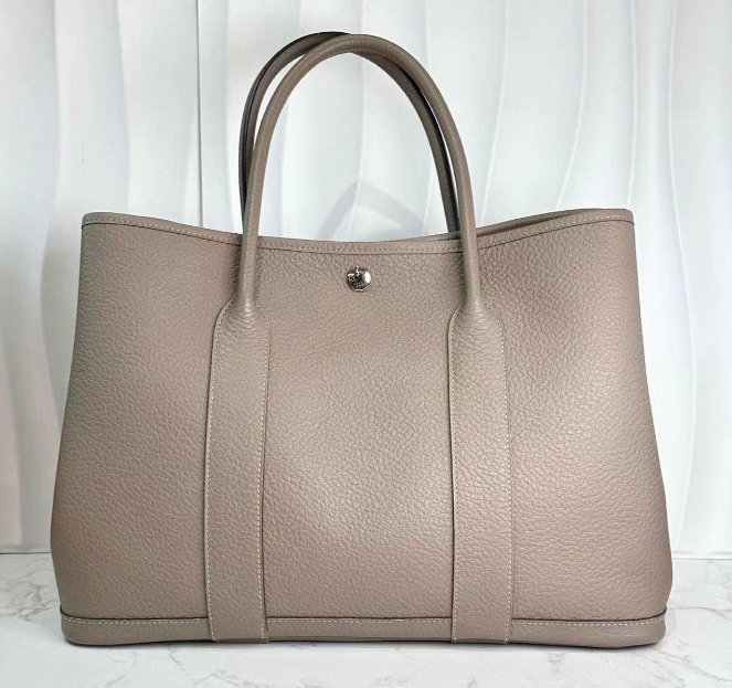 Gray-Taupe Pebbled Tote Bag