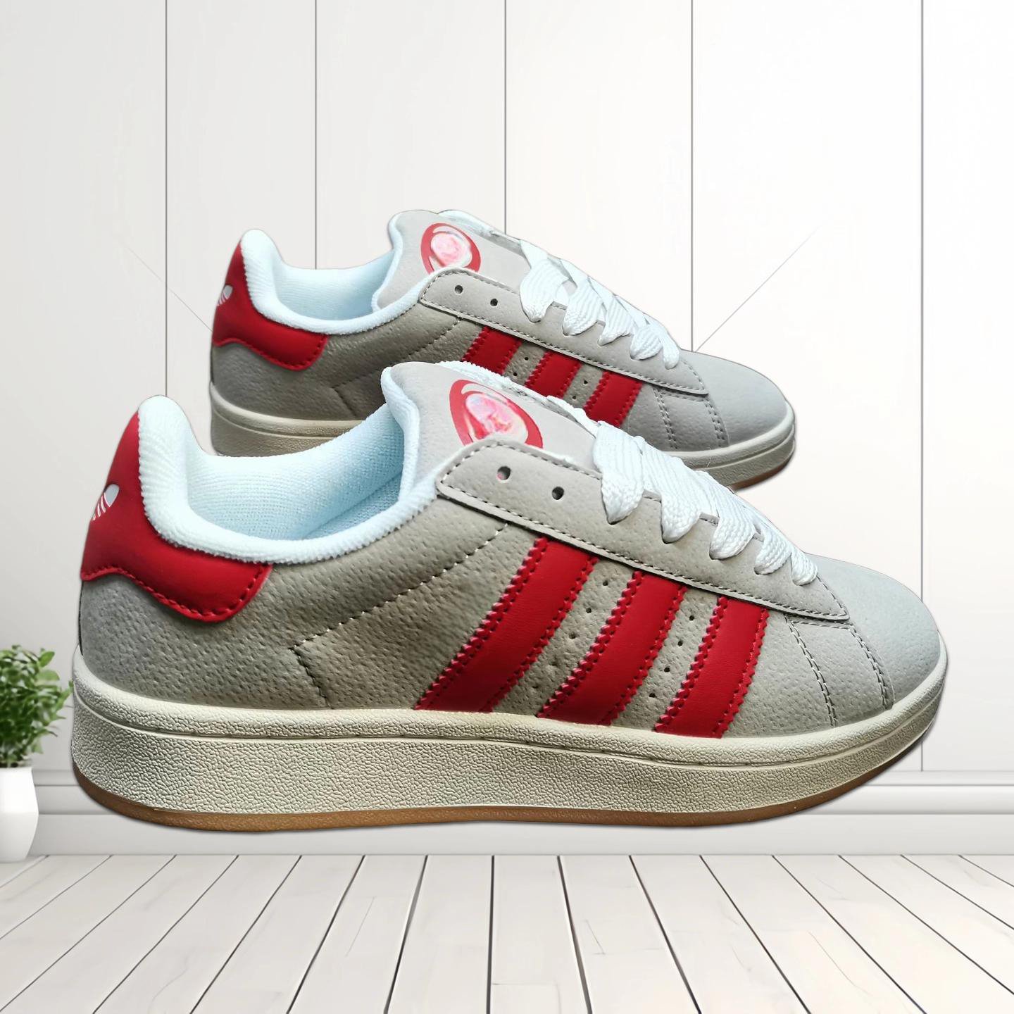 Gray and Red Platform Sneakers