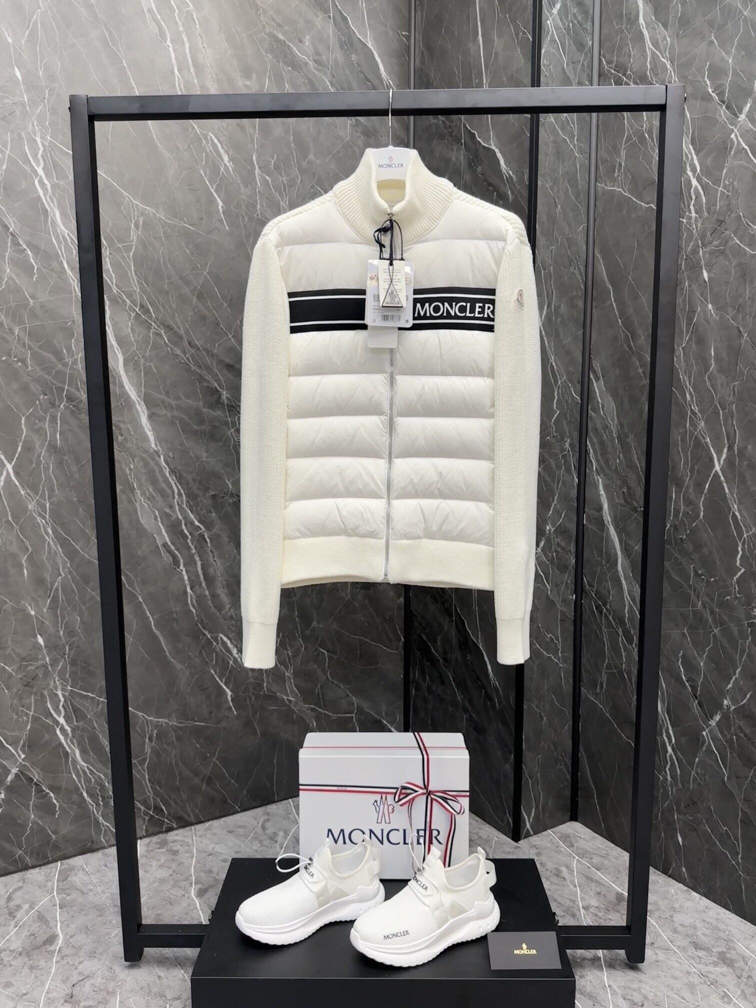 MONCLER Logo Stripe Hybrid Puffer Jacket