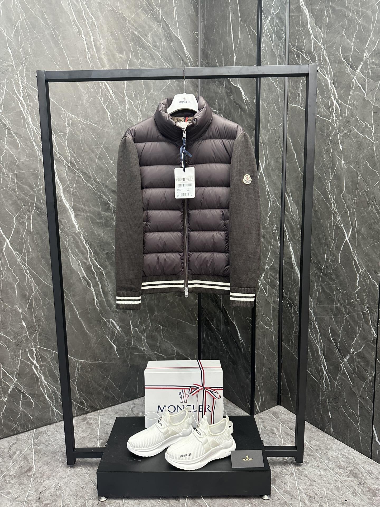MONCLER Mixed-Material Quilted Zip Jacket