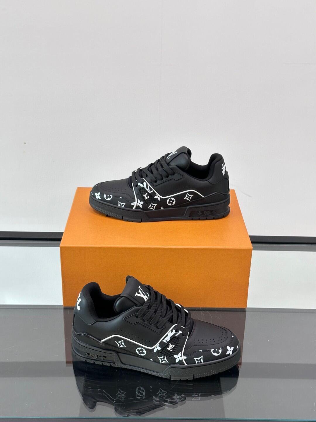 Black Monogram Low-Top Sneakers