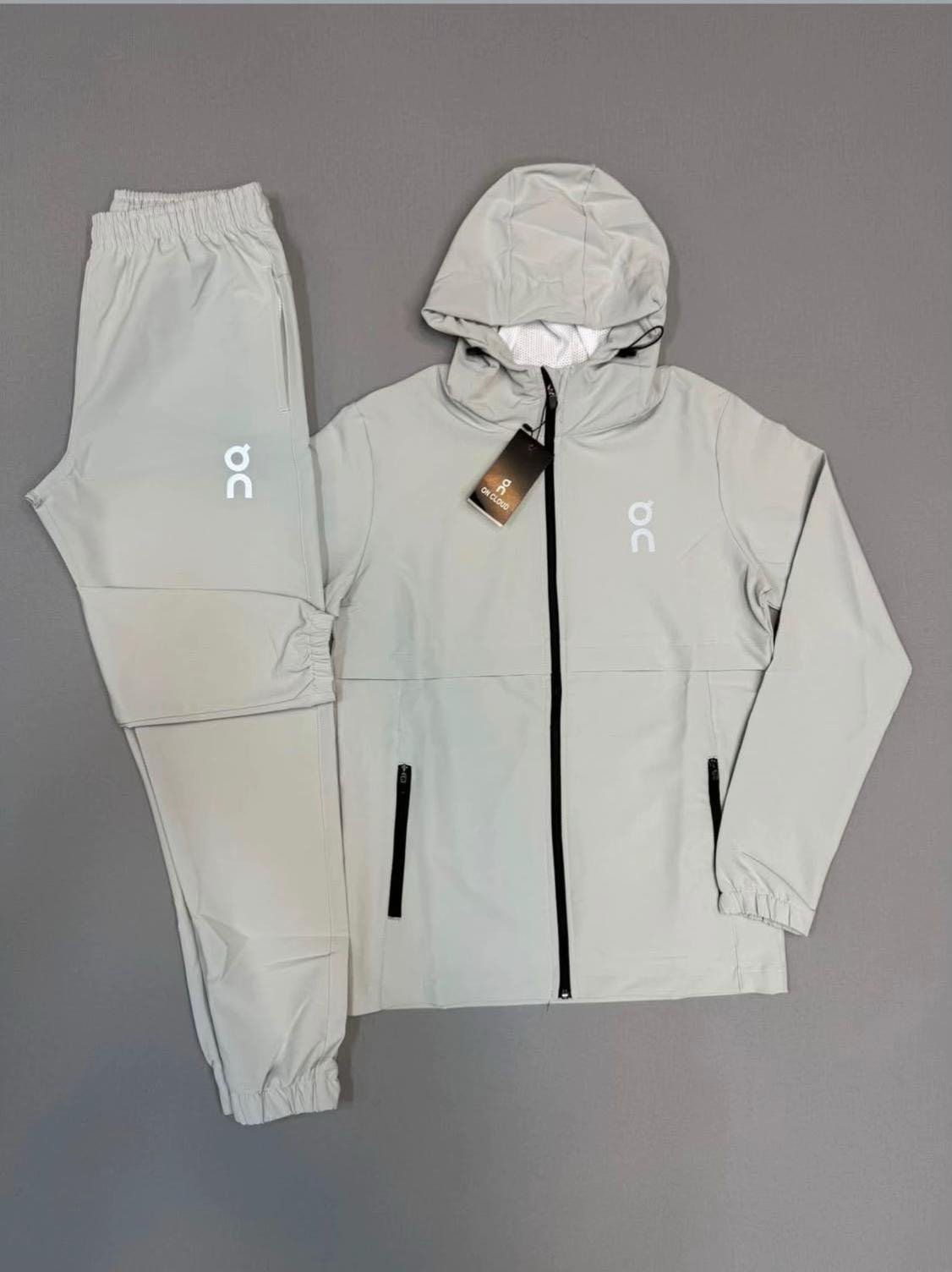 On Running Light Gray Hooded Tracksuit