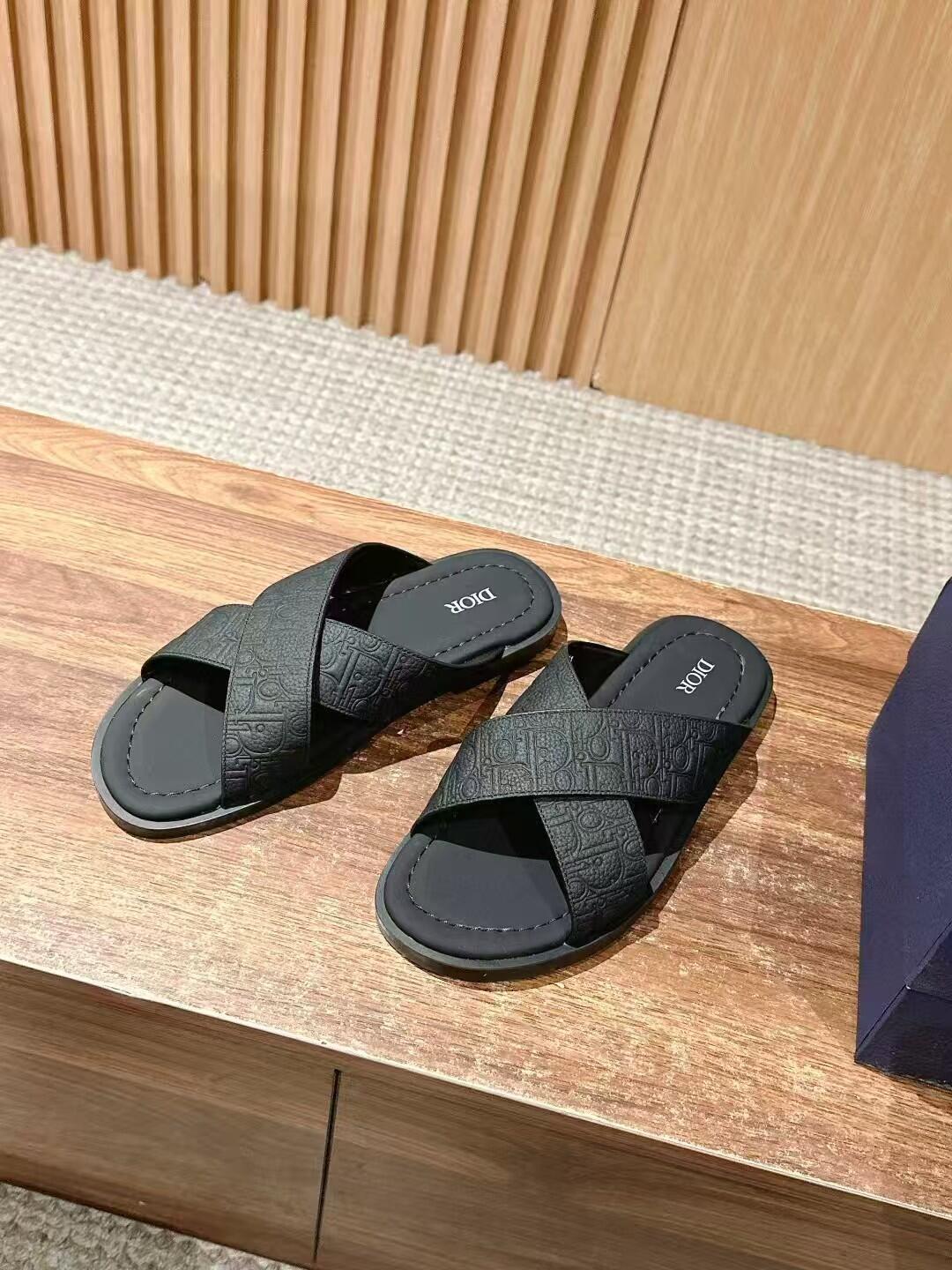 Dior Embossed Cross-Strap Sandals
