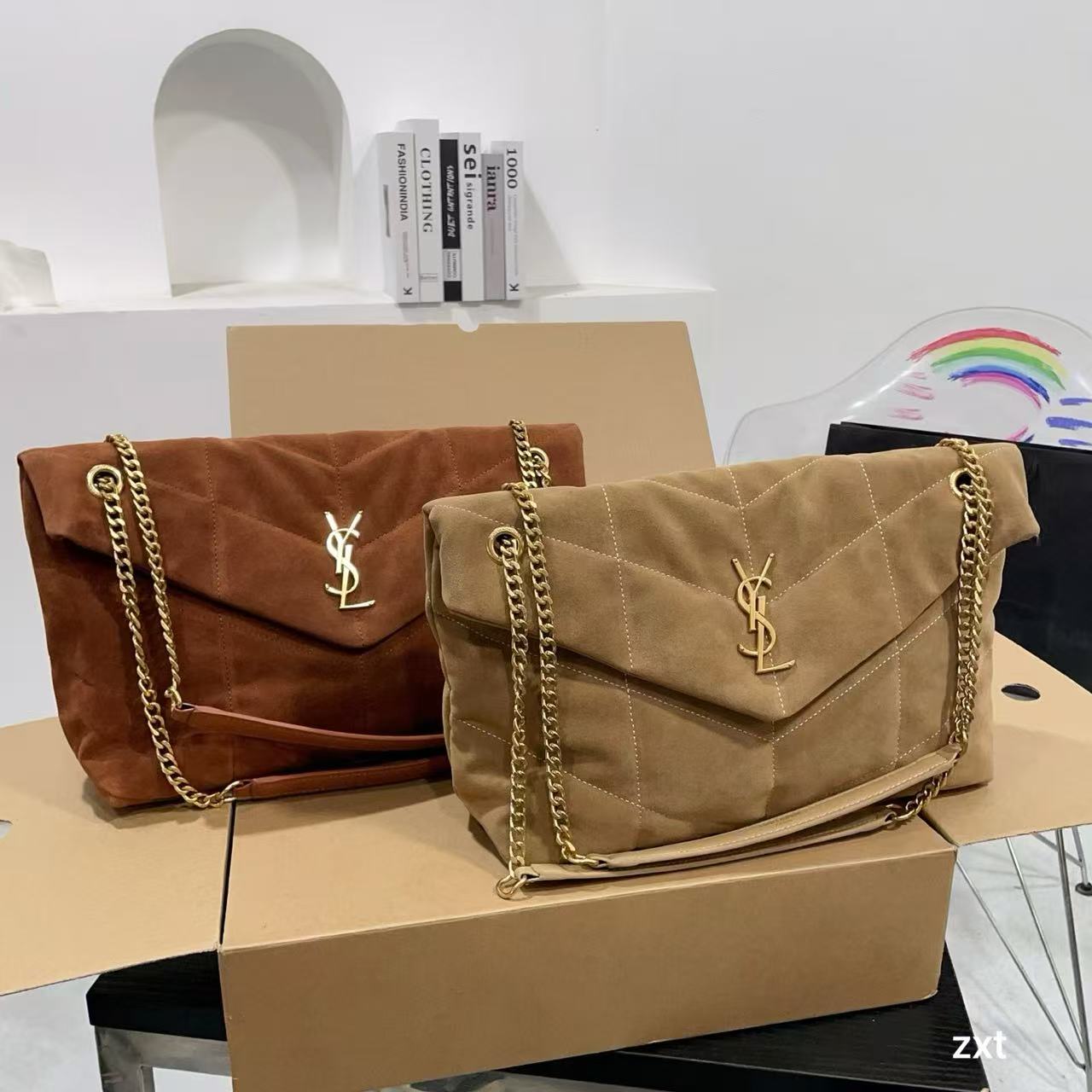 Suede Envelope Chain Shoulder Bag