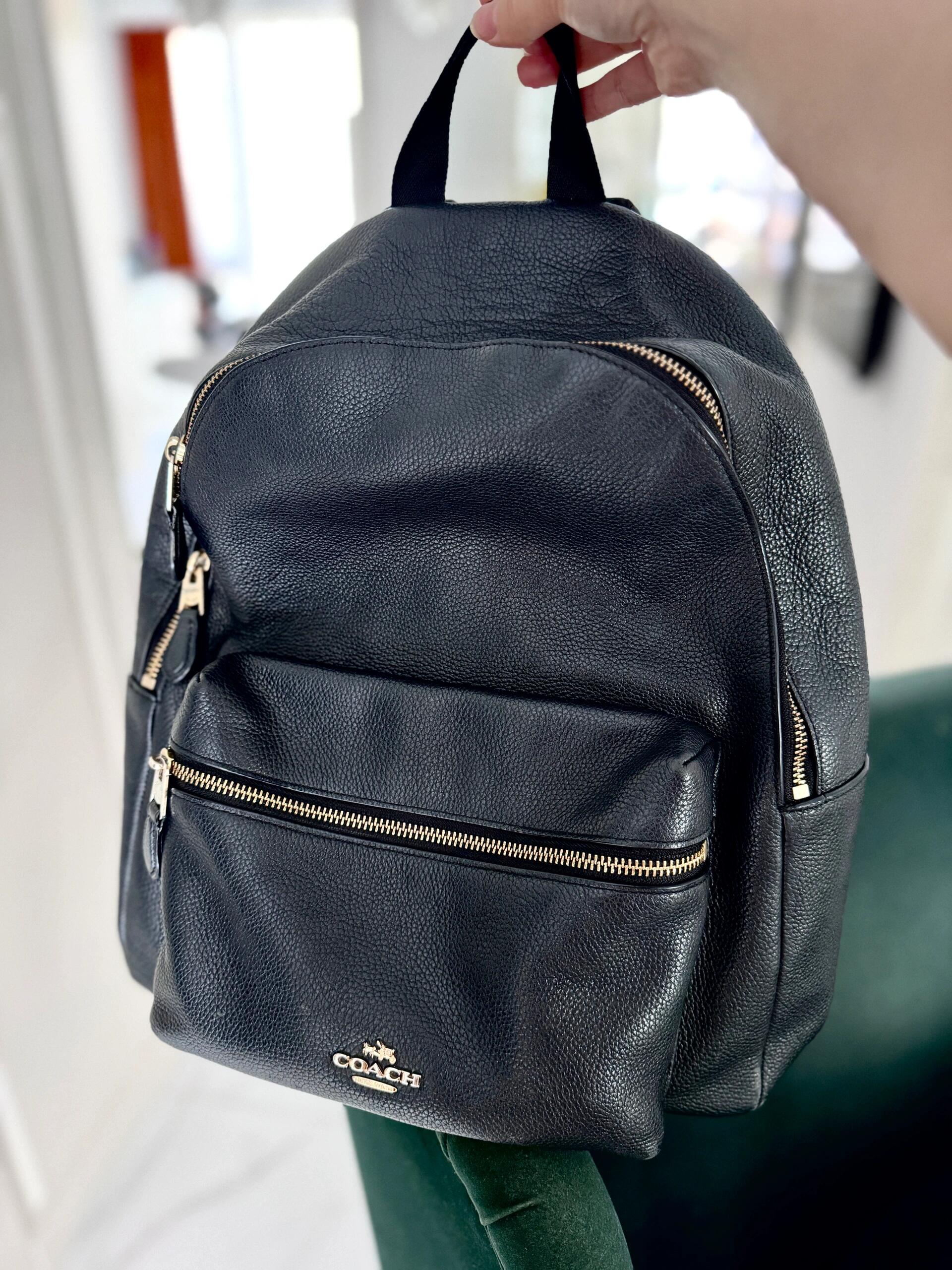 COACH Black Pebbled Backpack