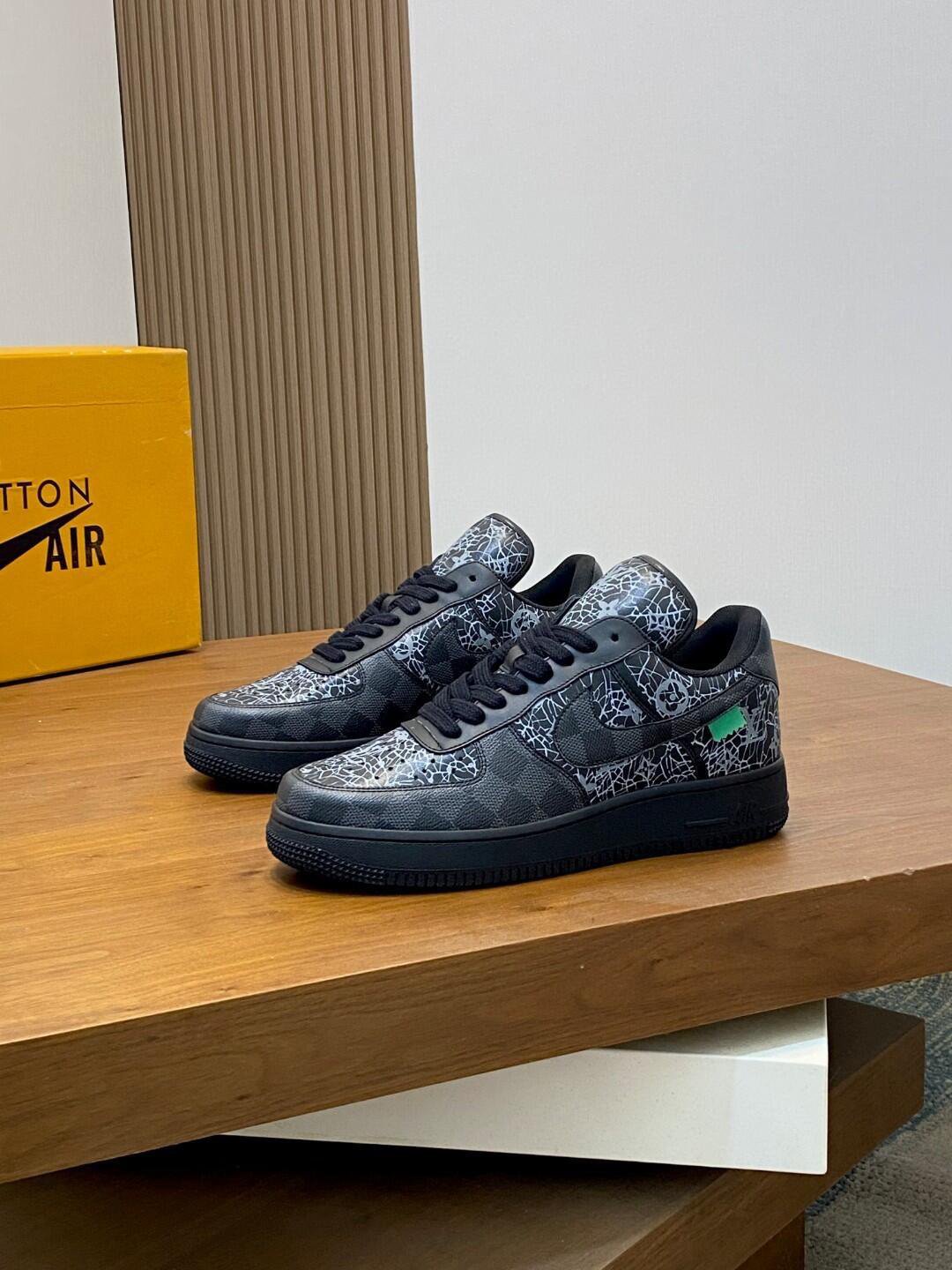 Louis Vuitton x Nike Air Force 1 Black Graphic Sneakers